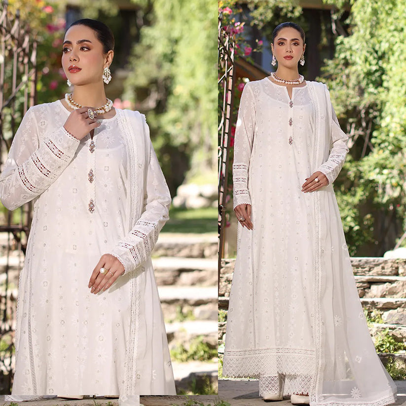 CF842-Bareeze Embroidered Summer 3pc lawn dress with embroidered chiffon dupatta