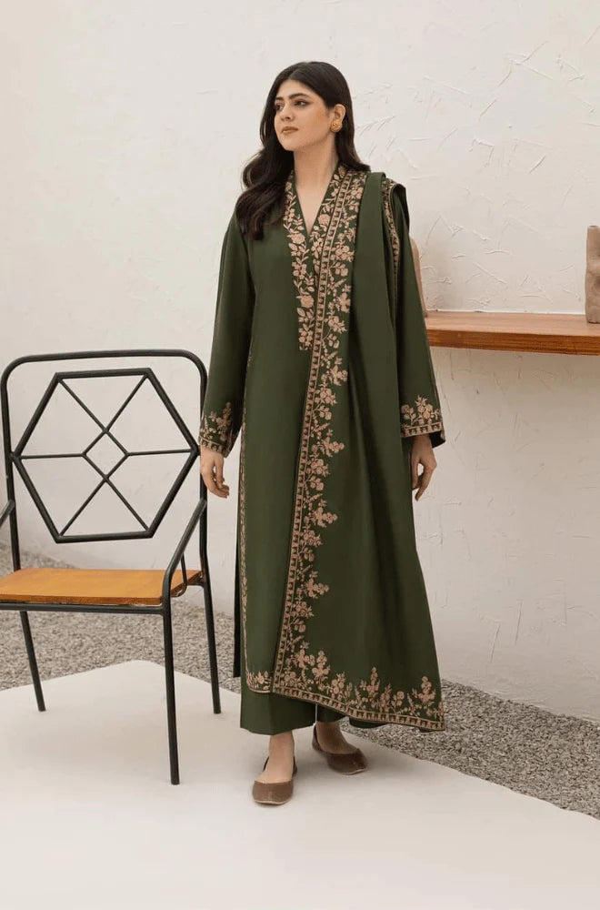CF1258 Agha Noor - Winter 3PC Dhanak Embroidered Suit