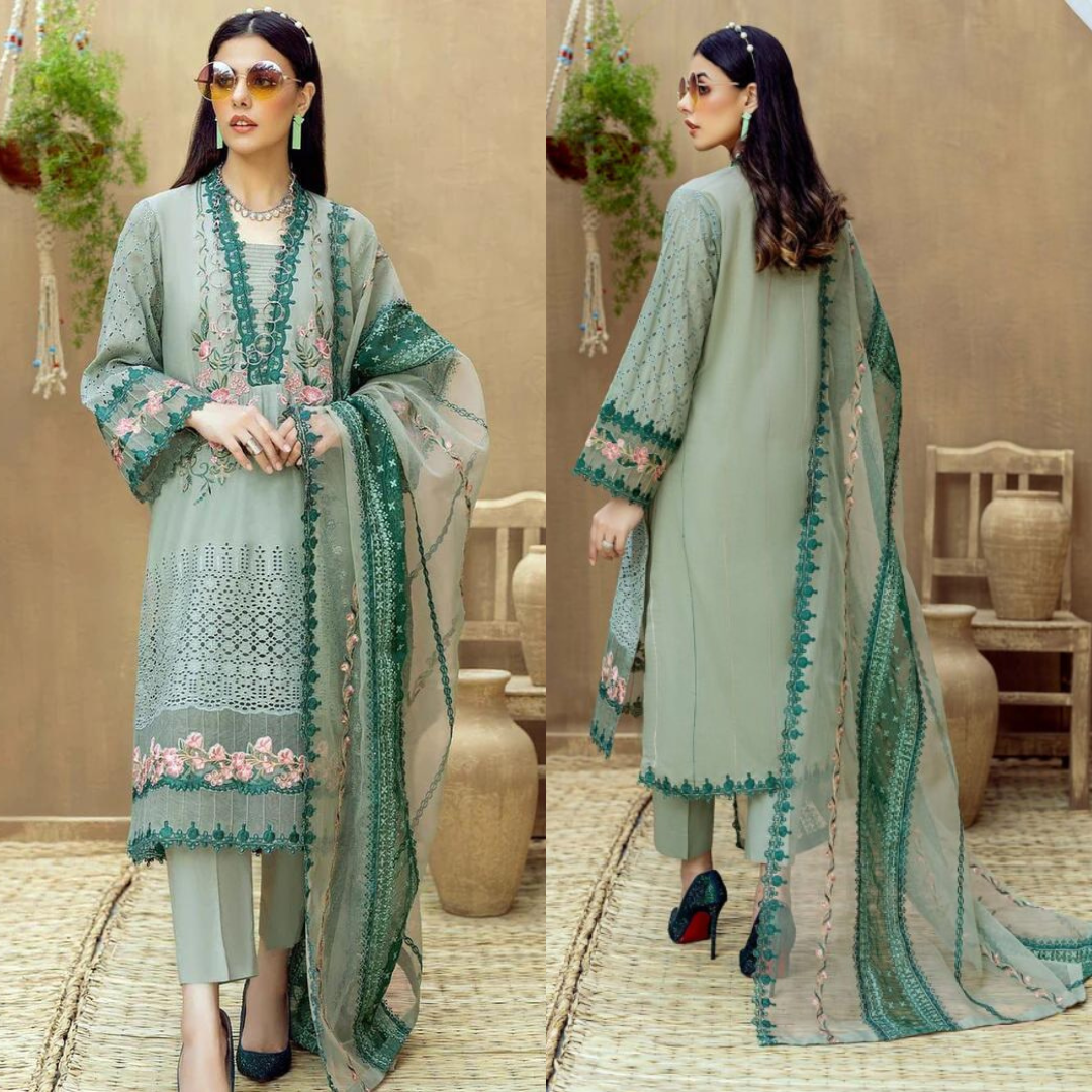 CF260-ADAN LIBAS Embroidered Unstitched 3 Piece Lawn Suit