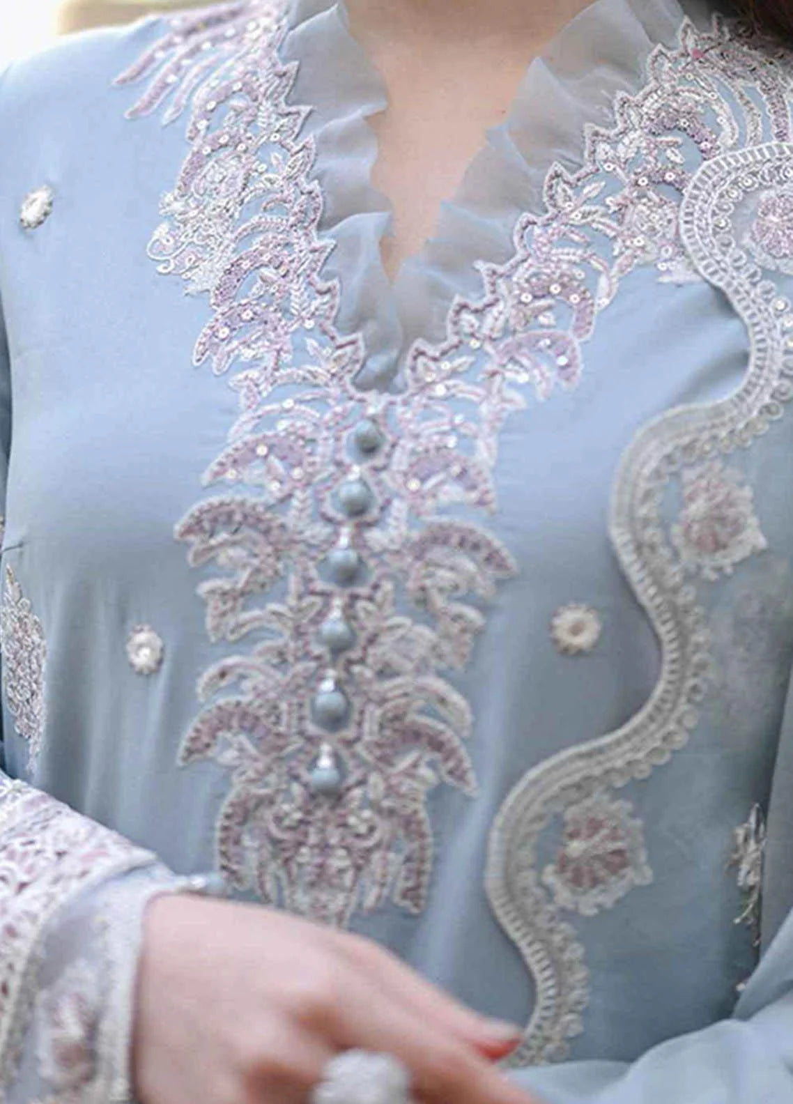 CF1037 QALAMKAR 3PC Lawn Embroidered Suit