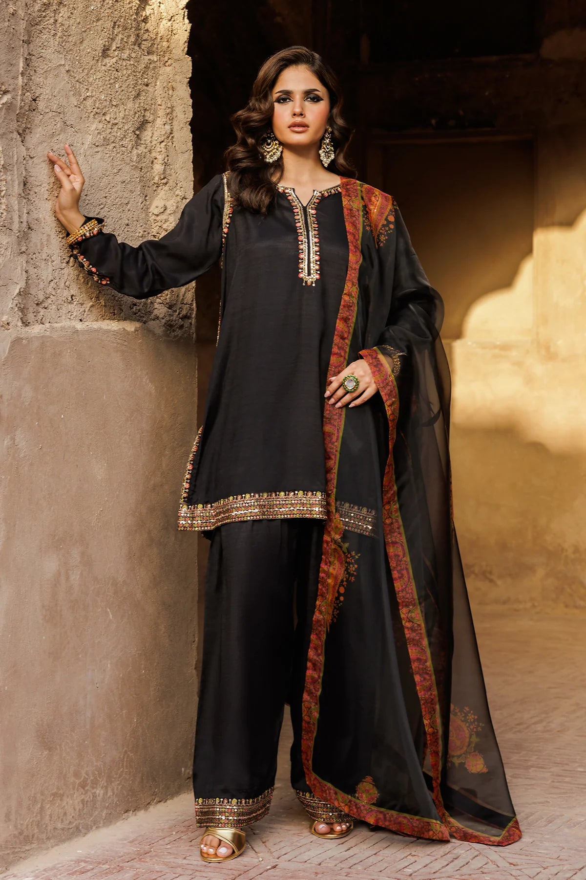 CF1244 3-PC Embroidered Raw-Silk Suit CMA-5-086