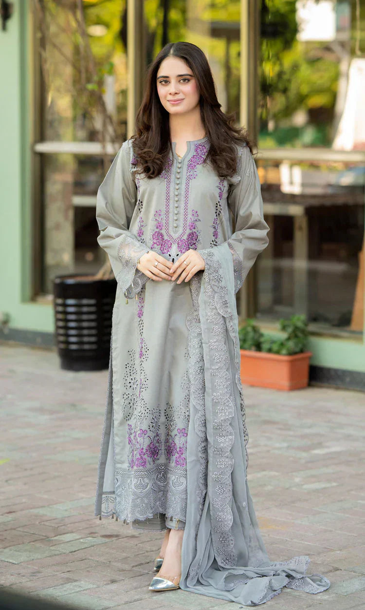 CF1047 -SUMMER  Mushq - 3PC Lawn ChickenKari Embroidered Suit