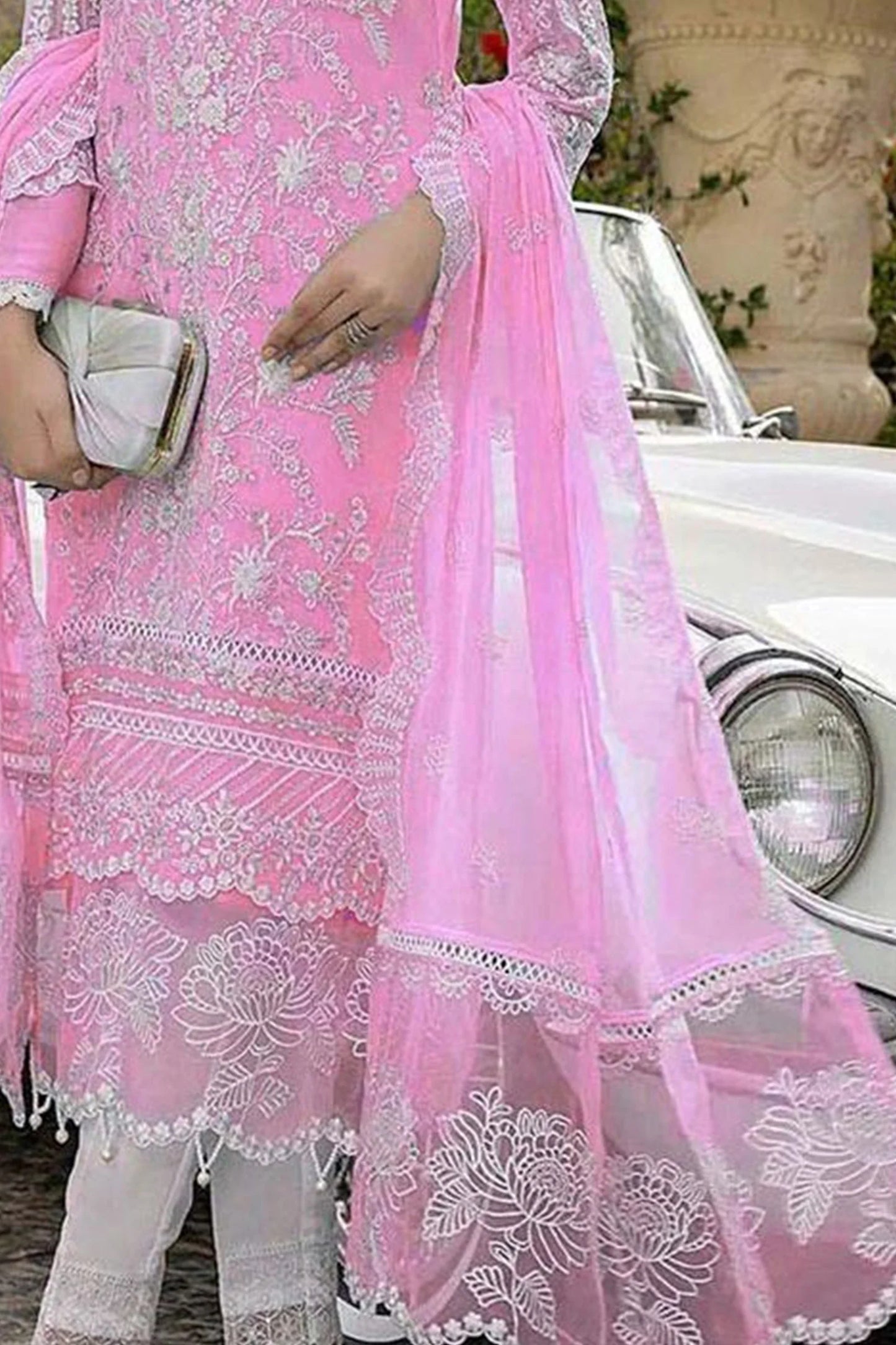 CF107- WINTER AZURE -Embroidered 3pc organza dress with organza duppata