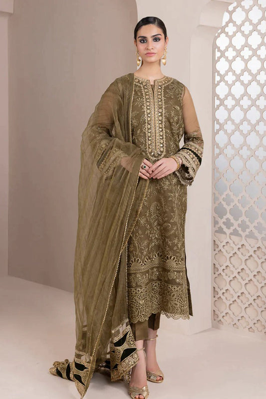 CF728-BAROQUE-Embroidered 3pc organza dress with organza duppata