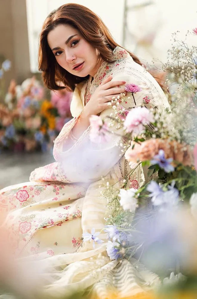 CF1052 - Qalamkaar 3PC Unstitched Lawn Embroidered Chicken Kari