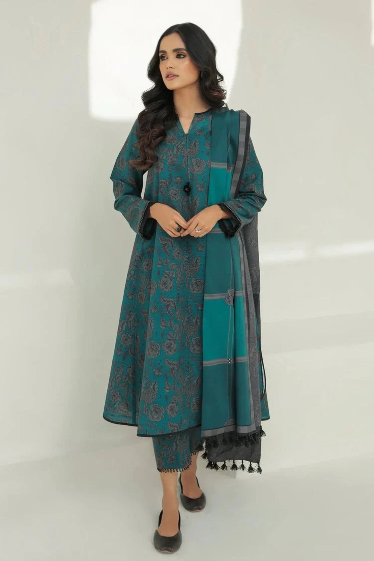 CF1221- Winter 3PC Dhanak all over Printed Suit
