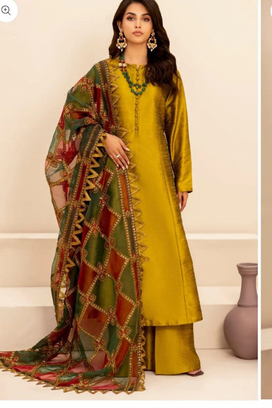 CF776-3PC-WINTER Unstitched rawo silk Printed organza duppatta Winter Collection