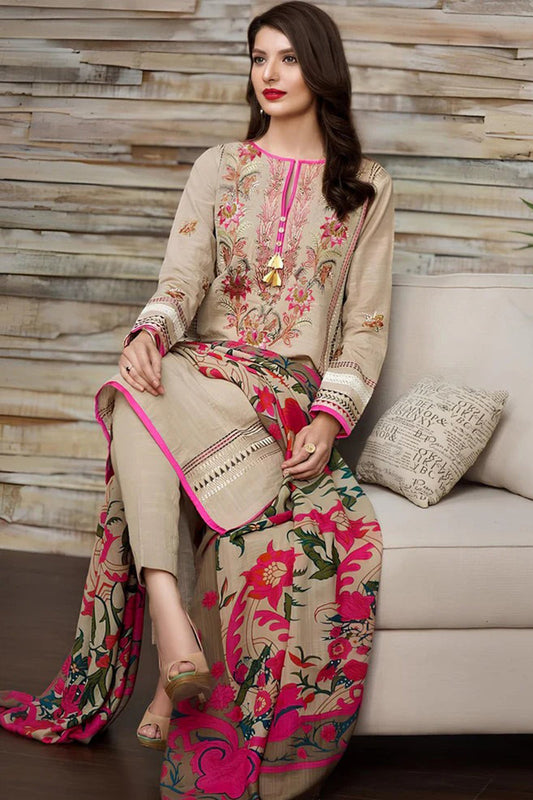 CF525-WINTER Embroidered khaddar Dhanak 3pc With Wool Shaw