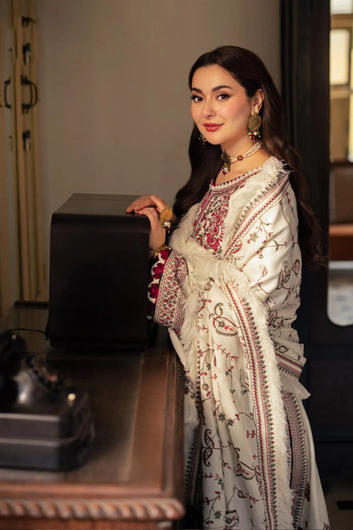 CF1120-Winter ASIM JOFA-3PC DHANAK EMBROIDERED SHIRT WITH DHANAK EMBROIDERED SHAWL
