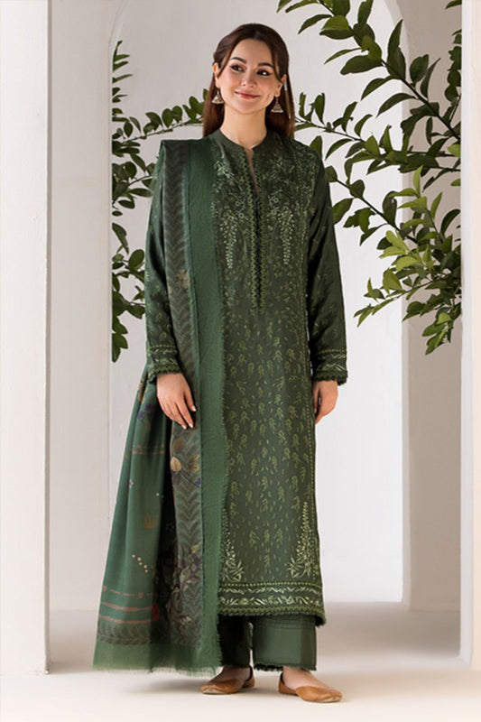 CF1122-winter SOBIA NAZIR- 3PC DHANAK EMBROIDERED SHIRT WITH WOOL PRINT SHAWL