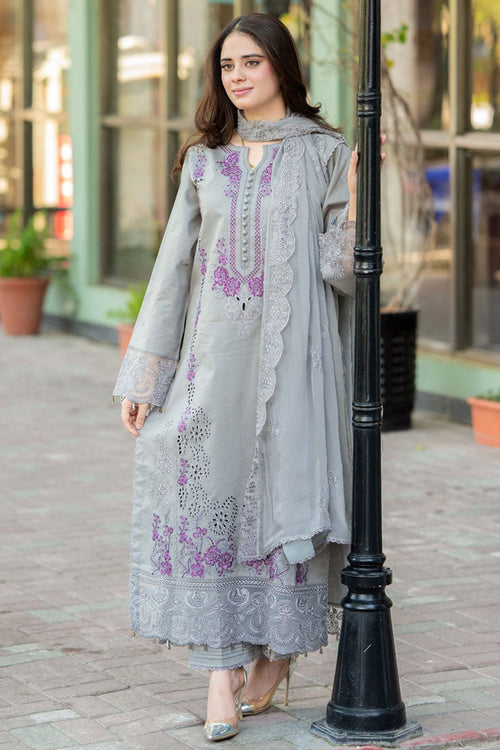 CF1126-LIBAAS-3PC DHANAK EMBROIDERED SHIRT WITH CHIFFON EMBROIDERED DUPATTA