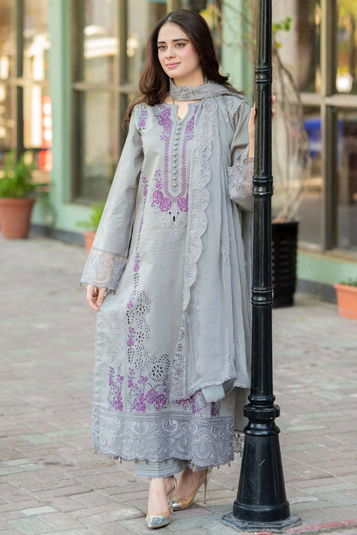 CF1126  LIBAAS-3PC DHANAK EMBROIDERED SHIRT WITH CHIFFON EMBROIDERED DUPATTA