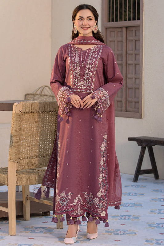 CF1125-3PC DHANAK EMBROIDERED SHIRT WITH DHANAK EMBROIDERED SHAWL