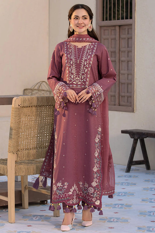 CF1125 3PC DHANAK EMBROIDERED SHIRT WITH DHANAK EMBROIDERED SHAWL