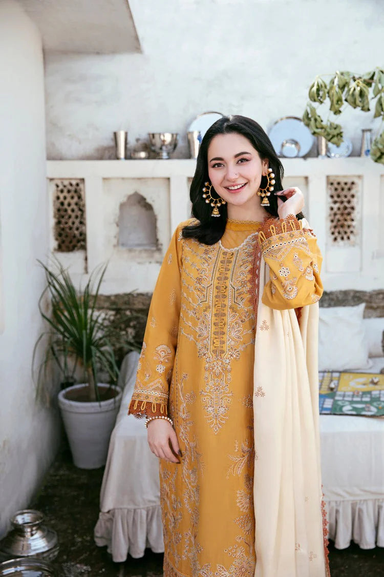 CF1124 -3PC DHANAK EMBROIDERED SHIRT WITH DHANAK EMBROIDERED SHAWL