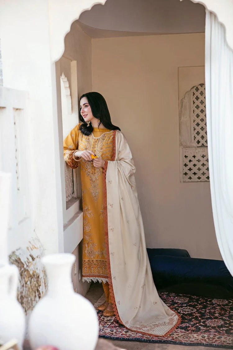 CF1124 -3PC DHANAK EMBROIDERED SHIRT WITH DHANAK EMBROIDERED SHAWL