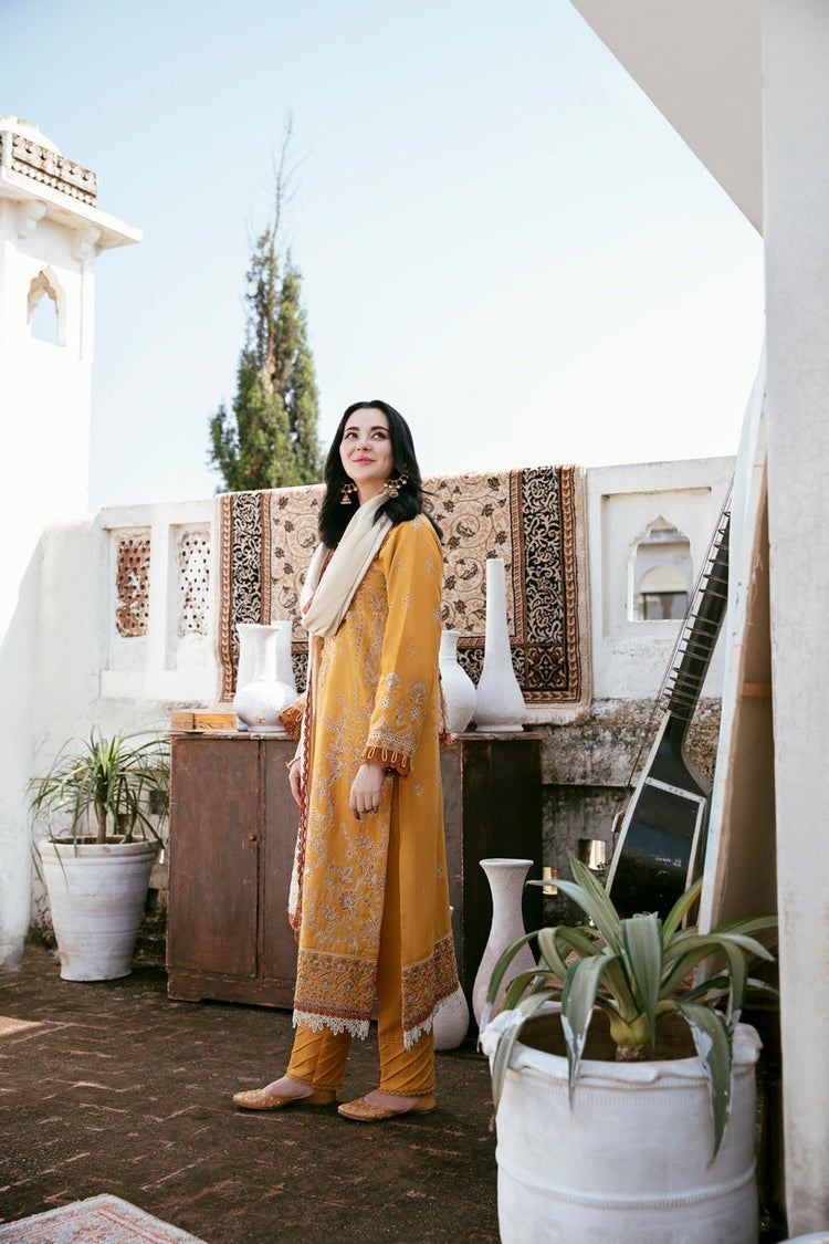 CF1124-3PC DHANAK EMBROIDERED SHIRT WITH DHANAK EMBROIDERED SHAWL