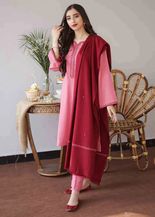 CF406-Asling Winter 3PC Dhanak suit with Embroidered Shawll