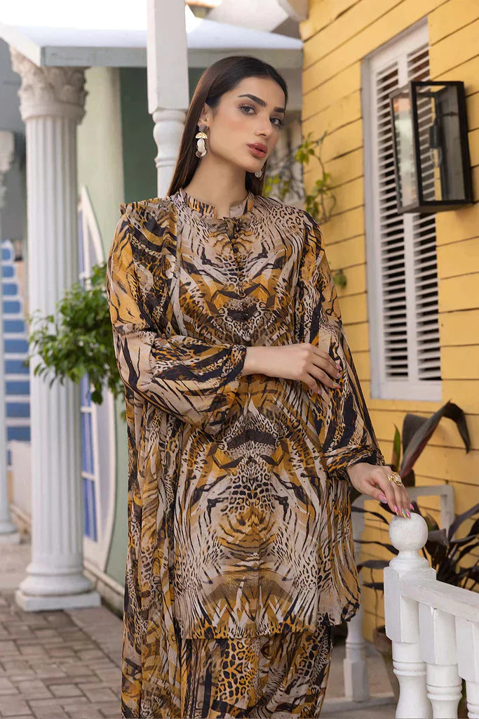 CF285-3Pc Digital Printed Lawn Shirt With Printed Lawn Trouser and Chiffon Dupatta