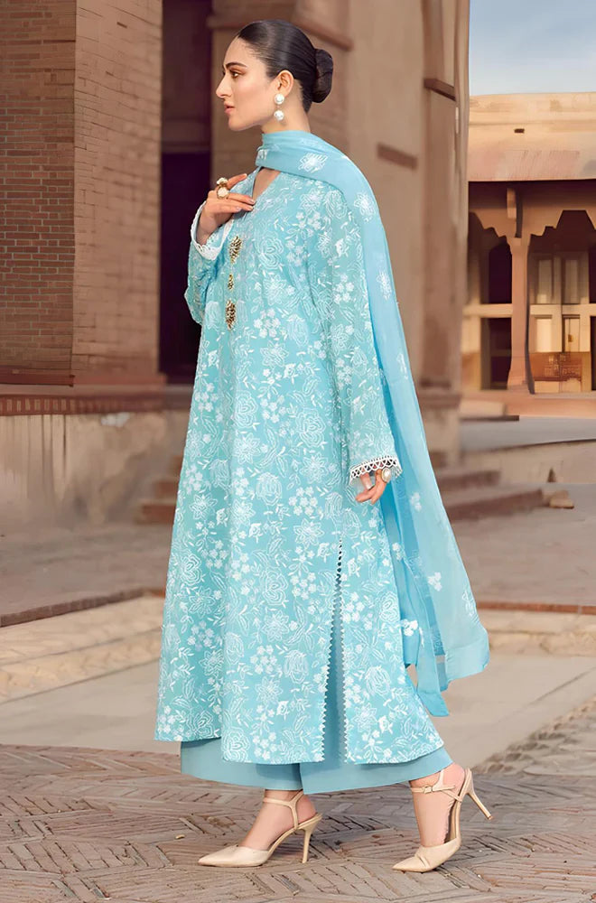 CF209-Bareeze -Embroidered 3pc Lawn Dress With Embroidered Chiffon Dupatta