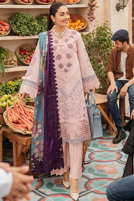 CF714-SUMMER MUSHQ 3PC EMBROIDERED LAWN SUIT WITH PRINTED SILK DUPATTACF729