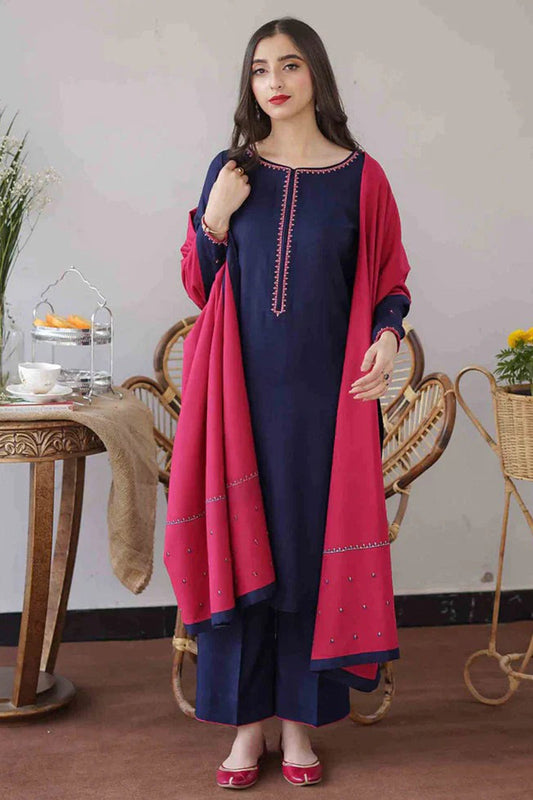 CF404-Asling Winter 3PC Dhanak suit with Embroidered Shawll