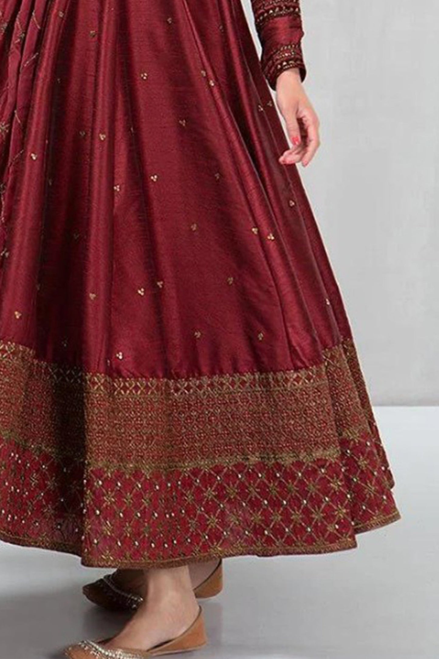 CF099-Maria B Winter, unstiched 3 piece kataan silk frock style embroidered suit