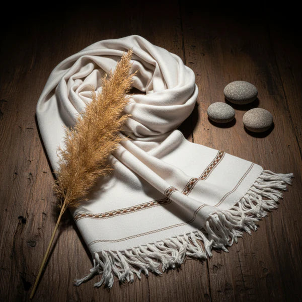 CF09-Hunza Mountain Woolen Shawl - White