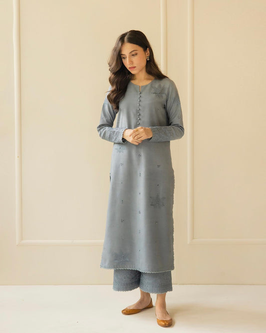 CF730-SUMMER 3PC Lawn Embroidered Shirt With Organza Embroidered Dupatta