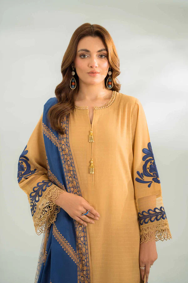 CF751-SUMMER 3PC Lawn Embroidered Shirt With Chiffon Embroidered Dupatta