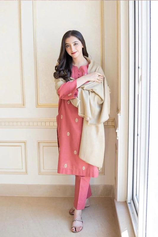 CF611-Asling Winter 3PC Dhanak suit with Dhanak Shawll