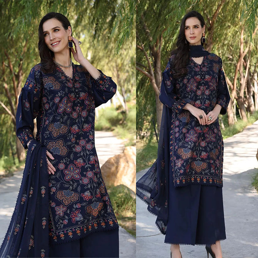 CF843-Bareeze Embroidered Summer 3pc lawn dress with embroidered chiffon dupatta