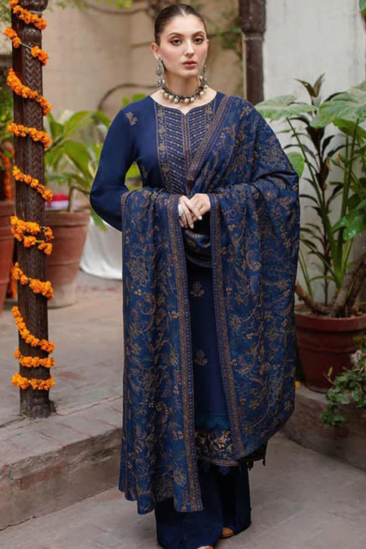 CF609-WINTER 3PC Embroidered Shirt With Heavy Embroidered Dhanak Shawl