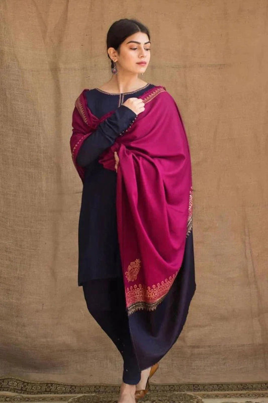 CF405-WINTER 3PC Dhanak suit with  printed Shawll