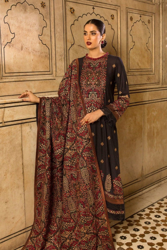 CF546-WINTER 3-Pc Embroidered Dhanak Suit with Heavy Embroidered Dhanak Shawll