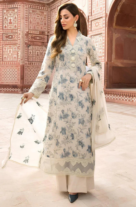 CF729-Bareeze -Embroidered 3pc lawn dress with embroidered chiffon dupatta
