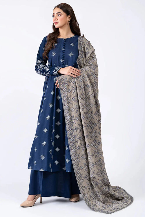 CF778-WINTER 3-Pc Embroidered Dhanak Suit with Heavy Embroidered Dhanak Shawll