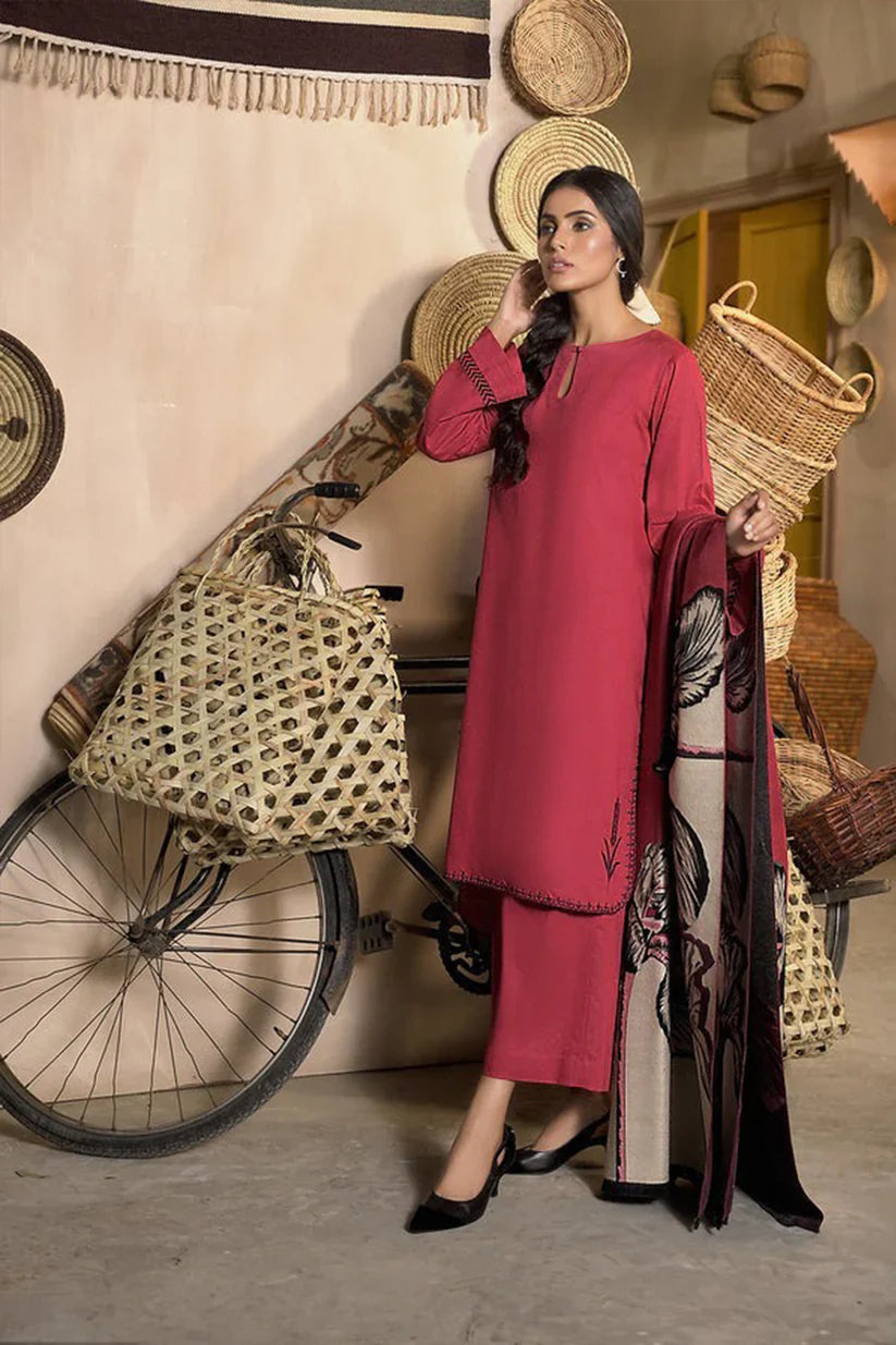 CF813-Winter 3 Piece Dhanak Suit with digital printed wool shawll