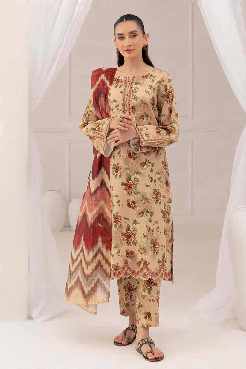 CF855- Winter jazmin 3PC Dhanak Karandi Printed Suit