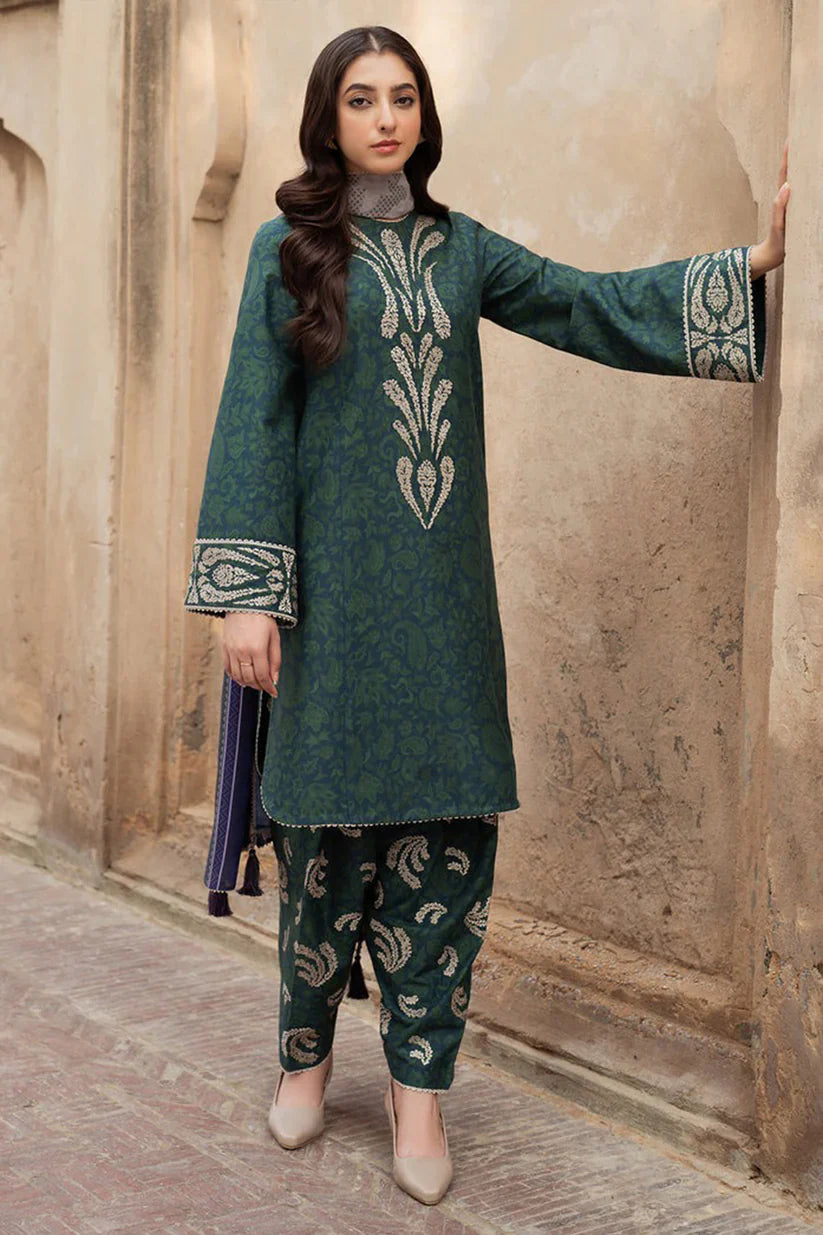 CF831-Winter Jazmin 3PC Dhanak Karandi Printed Suit