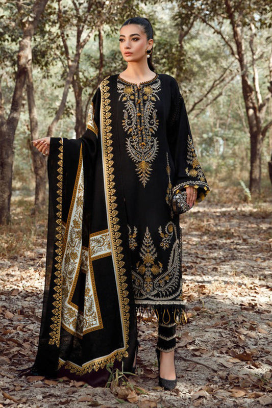 CF827-Winter Maria b 3PC Dhannak Embroidered suit with Printed Shawll