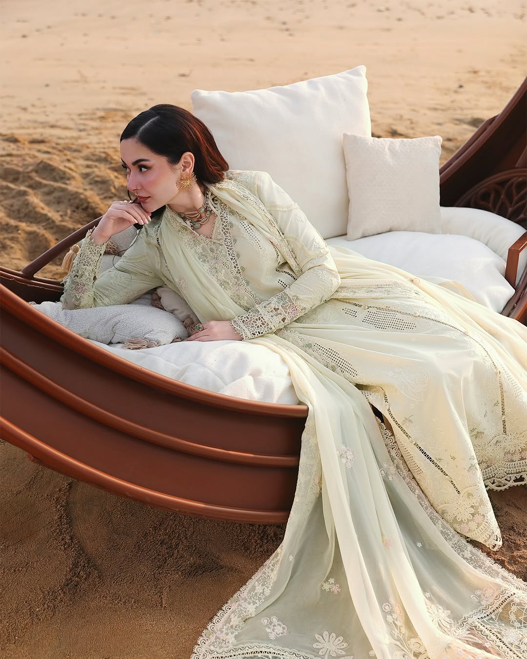 CF1313  Summer -3PC LAWN CHIKANKARI EMB SHIRT WITH CHIFFON EMB DUPATTA