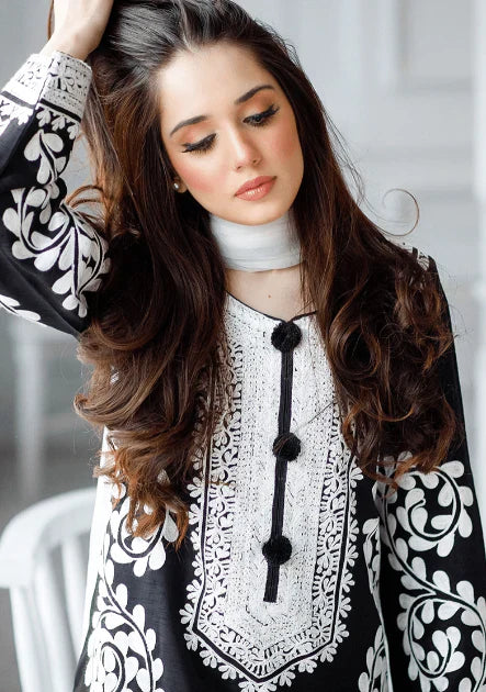 CF151-3PC Lawn Embroidered Shirt With Embroidered Chiffon Dupatta