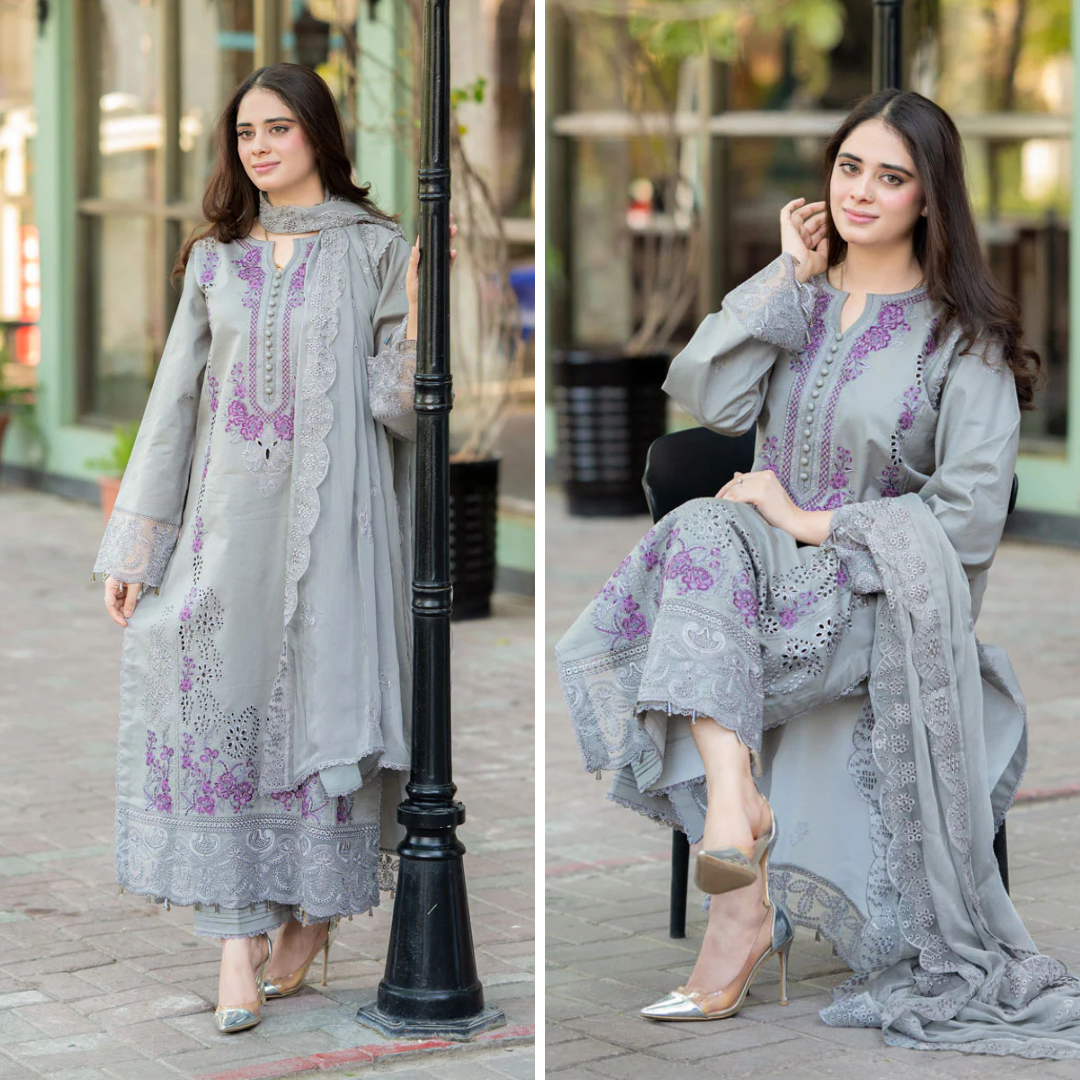 CF1047 - Mushq - 3PC Lawn ChickenKari Embroidered Suit