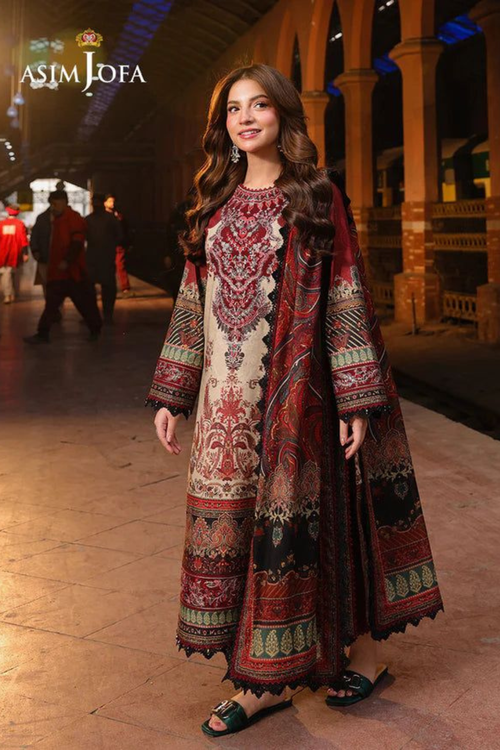 CF1224- ASIM JOFA - Winter 3PC Karandi Digital Print Dress