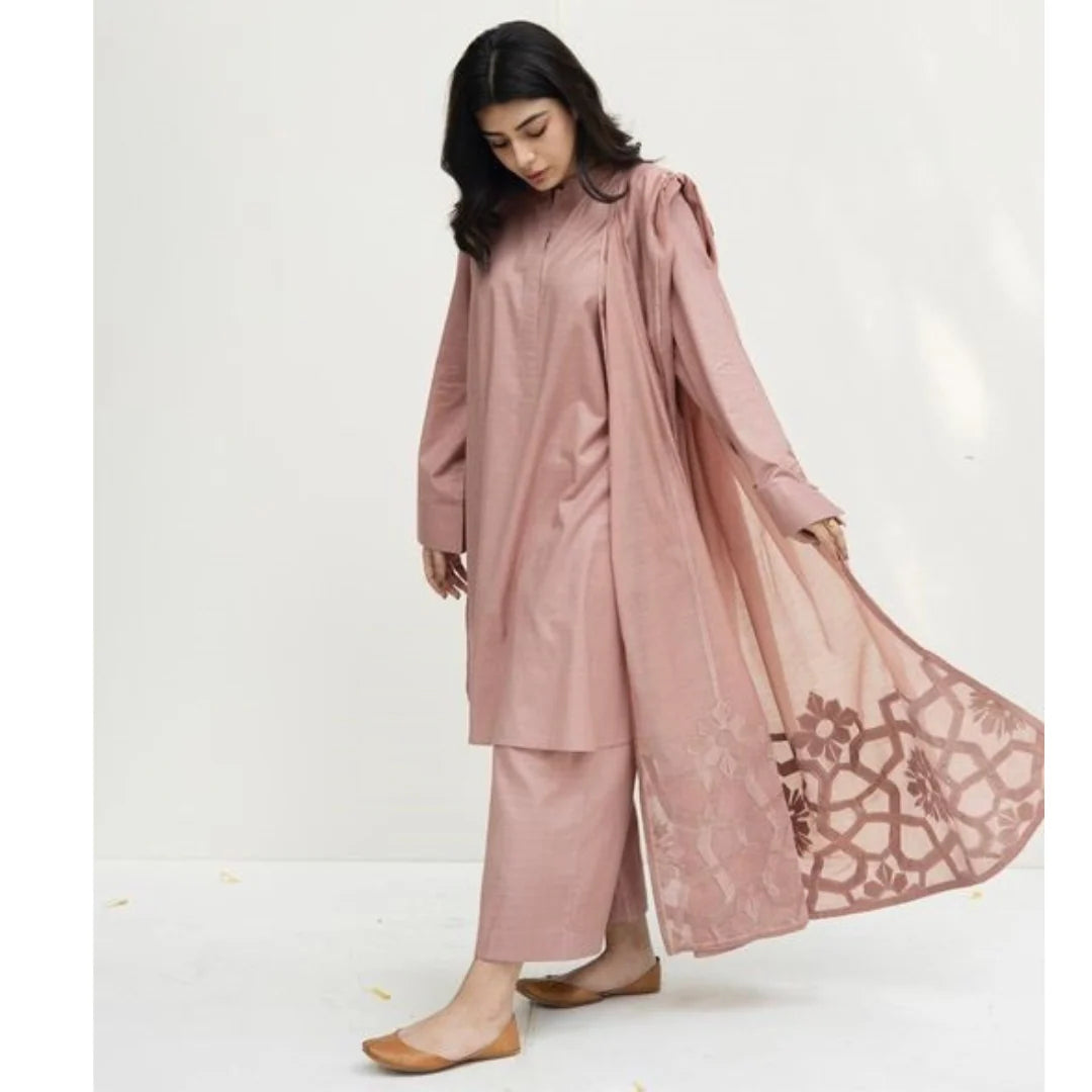 CF753-SUMMER 3PC Lawn Shirt With Monar Embroidered Dupatta UNSTITCH