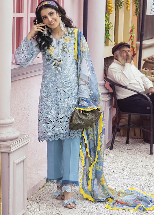 CF713-SUMMER MUSHQ 3PC EMBROIDERED LAWN SUIT WITH PRINTED SILK DUPATTA