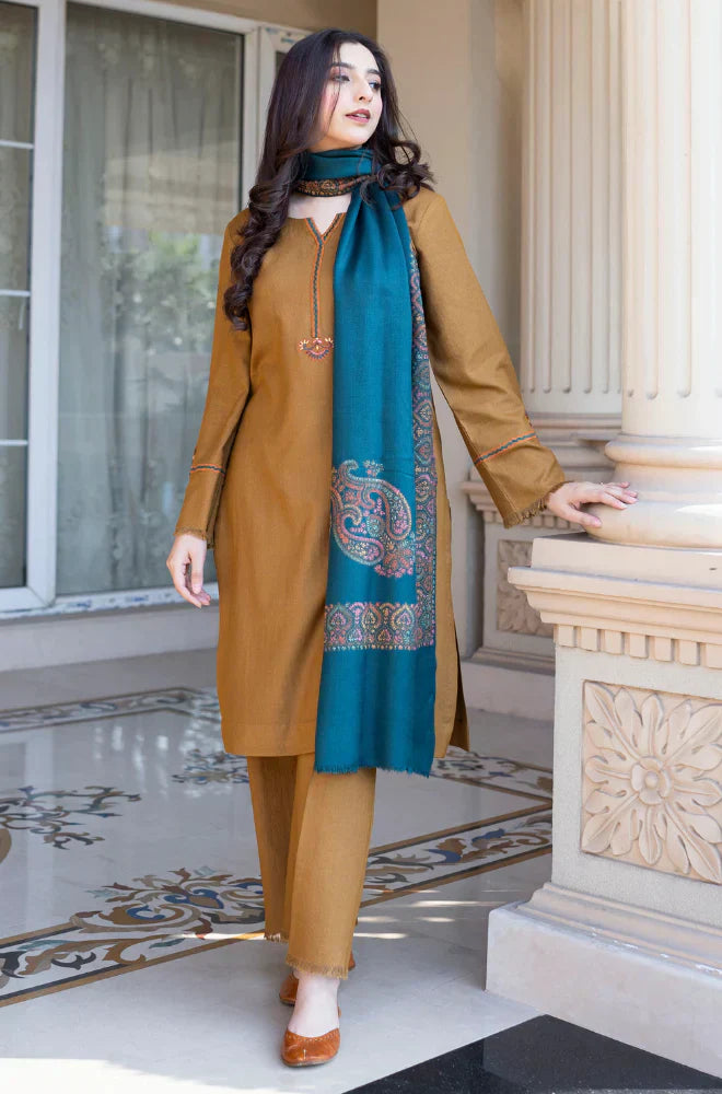 CF1201    Asling - Winter 3PC Dhanak Embroidered Suit -